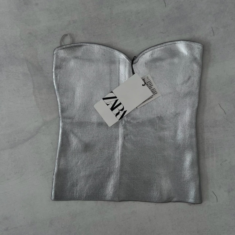 Zara Metallic Silver Bustier